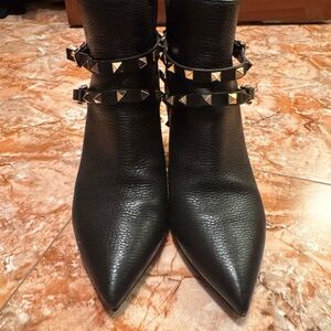 Valentino Black Leather Studded Booties